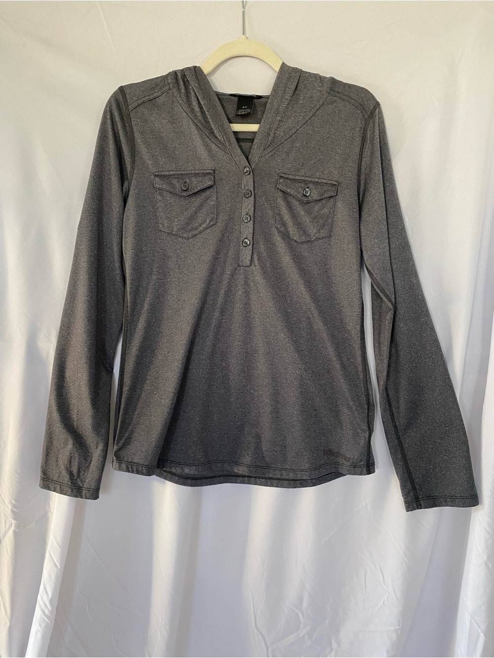 Marmot Heathered Charcoal Gray Hooded Henley